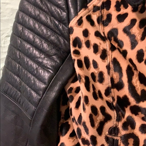 🐆RARE A.L.C. Leopard Calf Hair Lthr Motorcycle Jacket - Picture 3 of 7